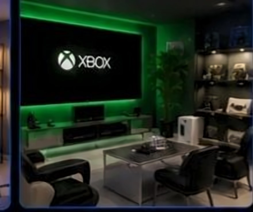 An Xbox themed living room setup